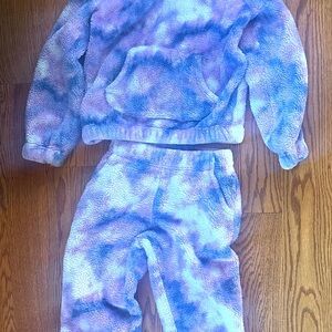 Lands' End Purple Tie-Dye Fleece Set